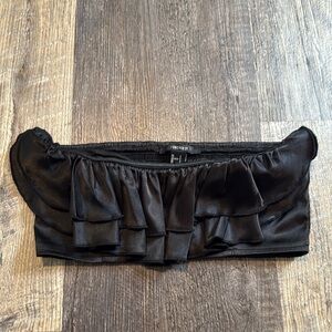 Forever 21 Black Ruffle Bandeau Crop Top Women’s Size Small